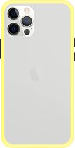 Telefoonglaasje Hoesje Geschikt voor iPhone 12 Pro Max - TPU randen met PVC achterzijde - Geel/Transparant - Beschermhoes - Case - Cover