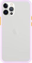 Telefoonglaasje Hoesje Geschikt voor iPhone 12 Pro Max - TPU randen met PVC achterzijde - Paars/Transparant - Beschermhoes - Case - Cover