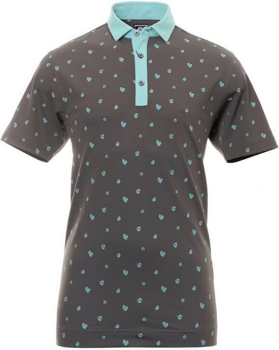 Footjoy Heren Golfpolo Scattered Floral Lava Maat M