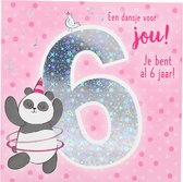 Depesche - Carte numérotée avec musique, carrée avec le texte "6 - A dance voor jou! Tu as déjà 6 ans" - mot. 011