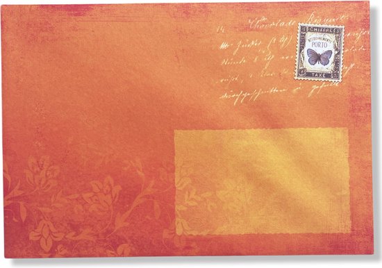 Enveloppes Colorées Luxe - 50 pcs - Oranje / Papillon - B6 -175X120 mm - 110grms - 50 enveloppes