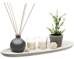 Atmosphera -  Ying Yang Geurkaars geschenkset - Geurstokjes met etherische olie Ylang Ylang - Grijs/wit