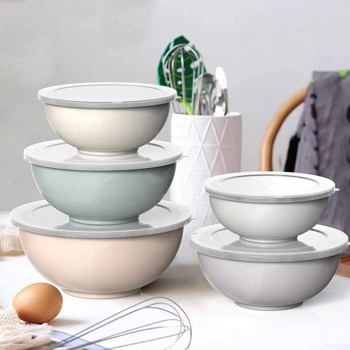 Homikit Mengkom 5-delige set met transparant deksel (5, blauw