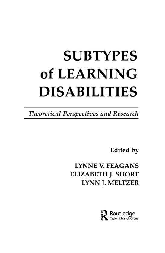 Subtypes of Learning Disabilities - cover