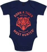 Most Hunted - baby romper -  tijger - navy - glanzend rood - maat 0-3 maanden