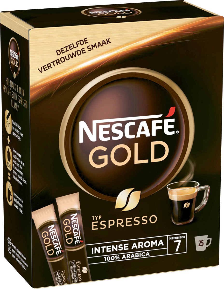 Nescafé Espresso oploskoffie - 6 doosjes à 25 zakjes - Nescafé Gold