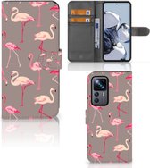 Hoesje met naam Xiaomi 12T | 12T Pro Wallet Book Case Flamingo