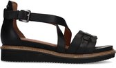 No Stress - Dames - Zwarte leren sandalen met gevlochten band - Maat 42