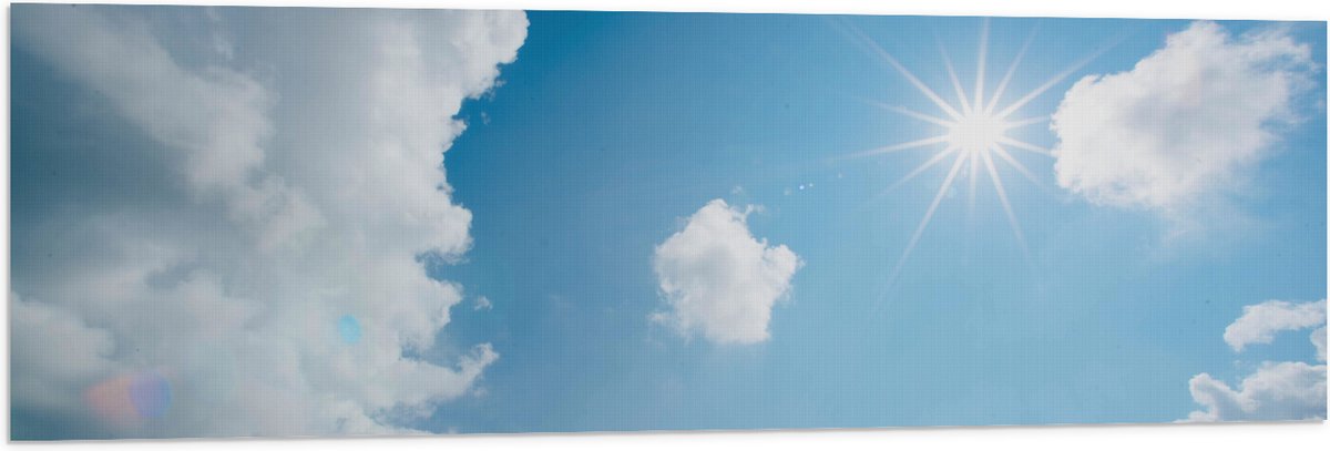 Vlag - Felle Zon door Sluierbewolking - 120x40 cm Foto op Polyester Vlag