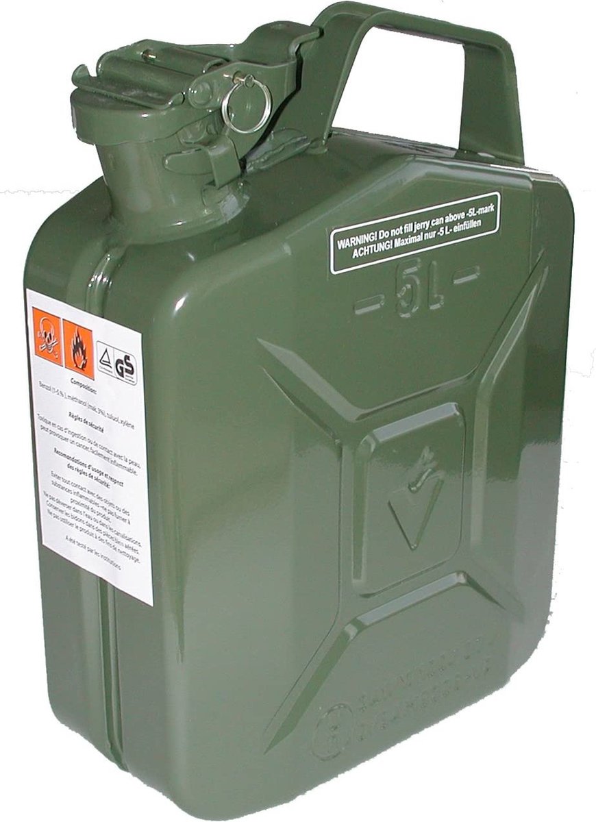 Jerrycan metaal 5L - voor elke brandstof - Groen