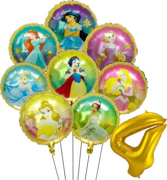 8 prinsessen ballon set rond - 45cm - Folie Ballon - Prinses - Themafeest - 4 jaar - Verjaardag - Ballonnen - Versiering - Helium ballon