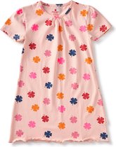 Little Label Nachthemd Meisjes Maat 134-140/10Y - roze, oker, blauw - Klavertjes - Slaapshirt - Zachte BIO Katoen