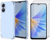 Hoesje geschikt voor Oppo A17 - 2x Screen Protector GlassGuard - Back Cover Case ShockGuard Transparant & Screenprotector