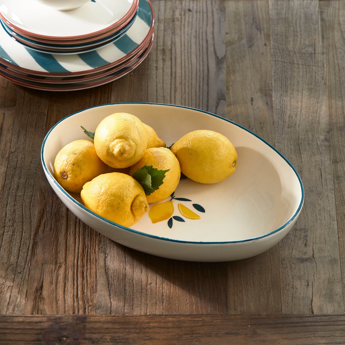 Riviera Maison Ravello Lemon Serving Bowl Keramiek 35.0x35.0x7.5 cm