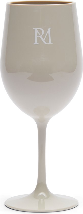 Riviera Maison Outdoor Wijnglas 375 ml, Outdoor glas, niet breekbaar, Glazen & Bekers - RM Monogram Outdoor Wine Glass - Beige - MS cadeau geven