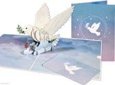 Popcards popupkaarten – Wenskaart Witte Vredesduif met Olijftakje pop-up kaart Wenskaart Duif Vrede op Aarde Hoop Zegen