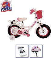 Volare Kinderfiets Ashley - 12 inch - Wit - Inclusief fietshelm & accessoires