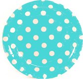 Papieren bordjes lichtblauw met witte stippen - 12 stuks - vierkant - desserbord - gebaksbord