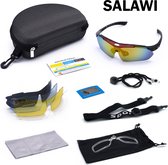 Salawi Rood - fietsbrillen heren – fietsbril dames – transparant - meerkleurig - 5 verwisselbare lenzen - - zonnebril - bril - brillen