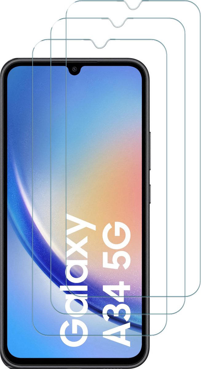 Samsung Galaxy A34 screenprotector gehard glas tempered glass - 3 Stuks