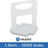 Maxifix - 1,5 mm Tegel Levelling Clips - Tegel Levelling Systemen - Tegel Nivelleer Systemen - Tegel Dikte 3-13 mm - 3000 stuks