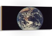 Hout - Vooraanzicht van de Aarde - 100x50 cm - 9 mm dik - Foto op Hout (Met Ophangsysteem)
