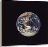Hout - Vooraanzicht van de Aarde - 80x80 cm - 9 mm dik - Foto op Hout (Met Ophangsysteem)