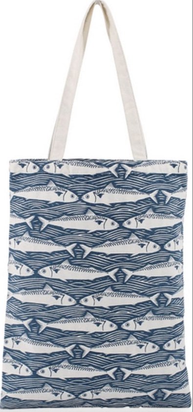 CGB Giftware - Harbor - Fish Design Shopping Bag (H: 70cm W: 34cm D: 1 Bag: H: 43cm) (Blue)