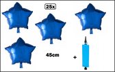 25x Ballon aluminium étoile bleu (45 cm) avec pompe à ballon - Gala party balloon party festival black stars