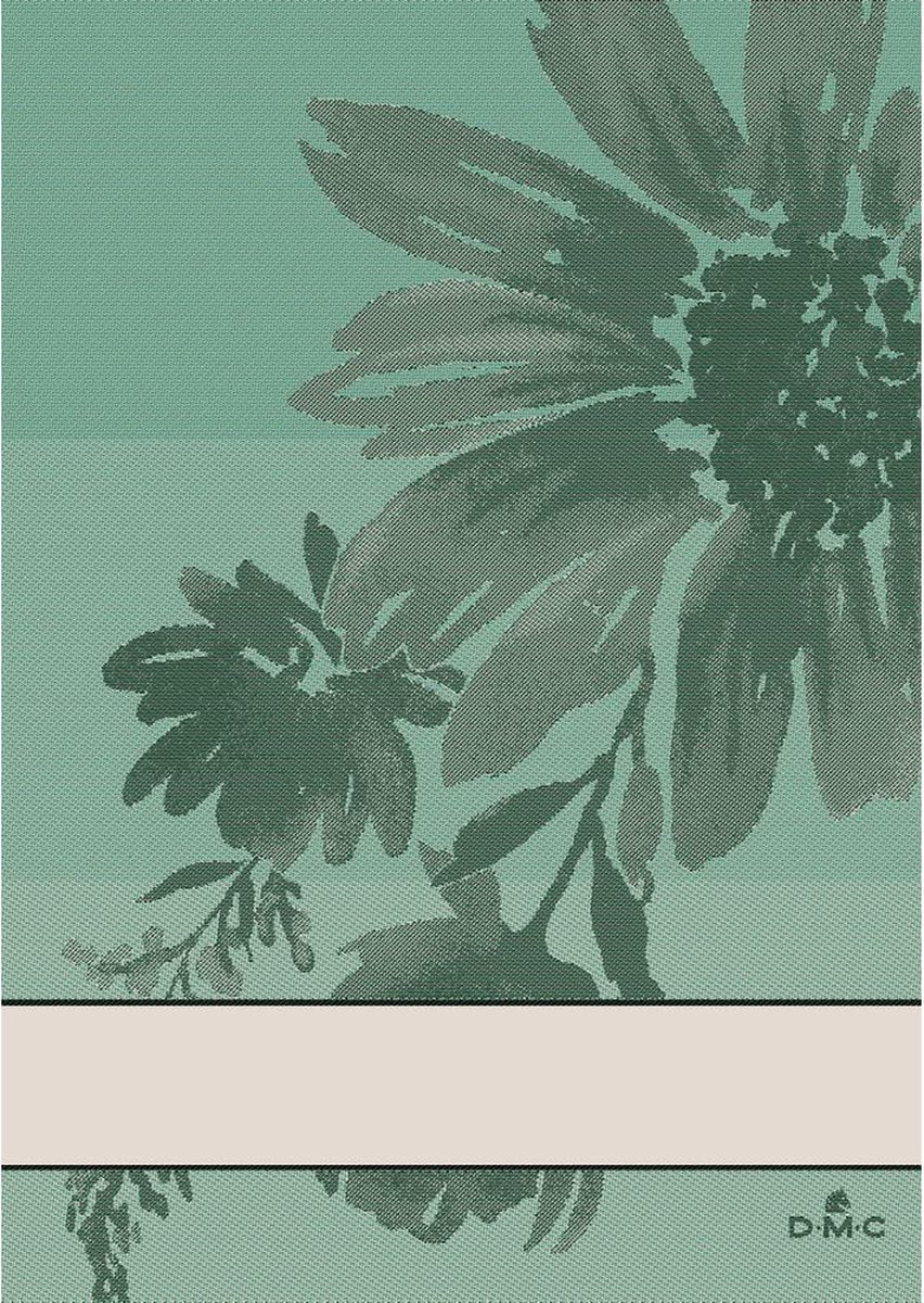 DMC Keukendoek met bloemenprint 50x70cm groen.