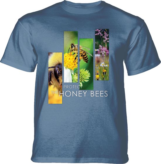T-shirt Protect Bee Split Portrait Blue 4XL
