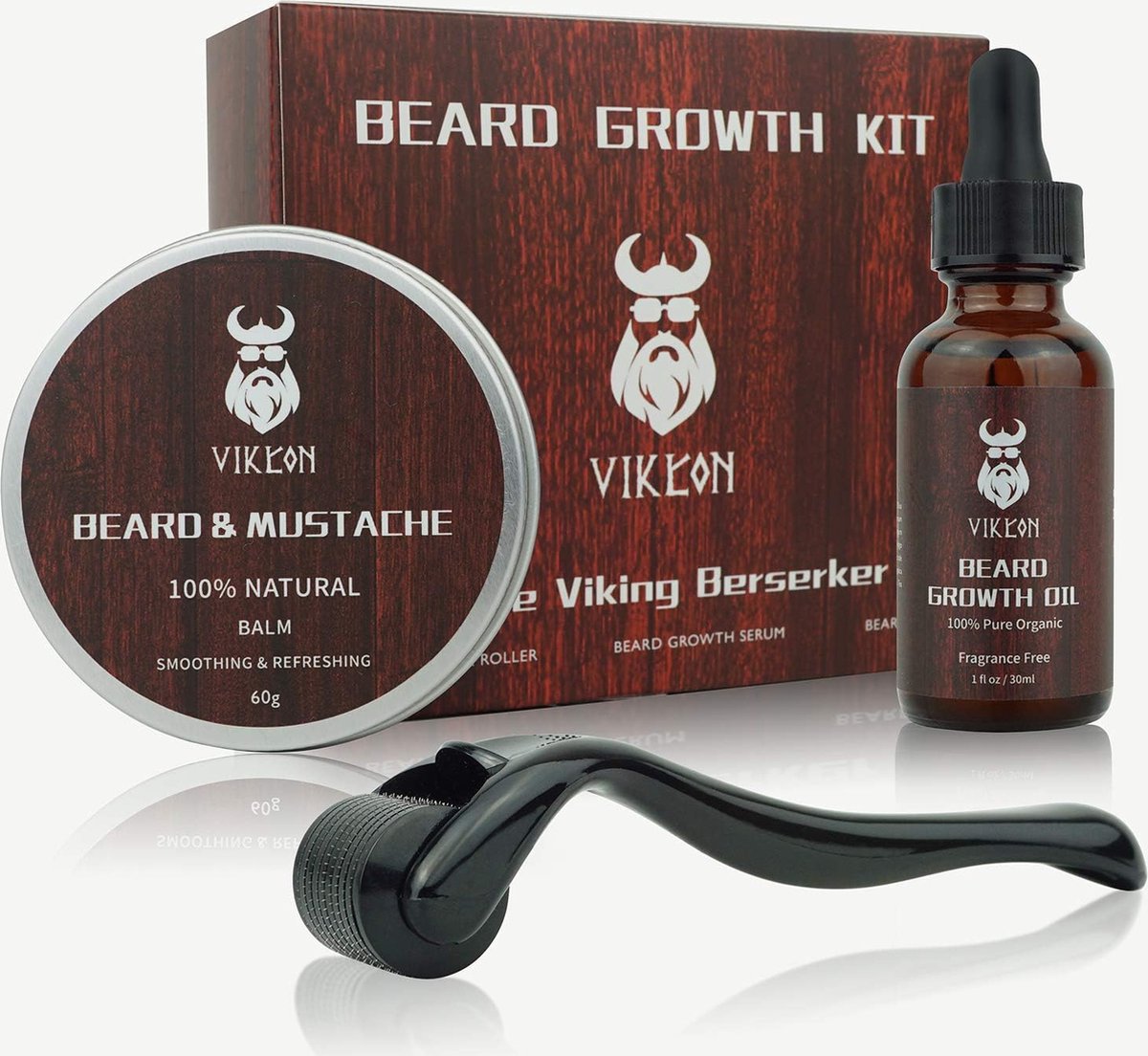 iFoulki Beard Growth Kit, Beard Derma Roller + Beard Growth Serum Oil + Beard Balm, perfect cadeau voor mannen