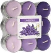 Geurtheelicht lavendel - 18 stuks - Diameter: 2 cm - Product hoogte: 1.5 cm - Branduren: 6 uur