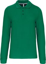Polo homme à boutons et manches longues Kelly Green - XL