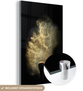 MuchoWow® Peinture sur Verre - Poudre GoudOr sur Fond Noir - 60x90 cm - Peintures sur Verre Acrylique - Photo sur Glas
