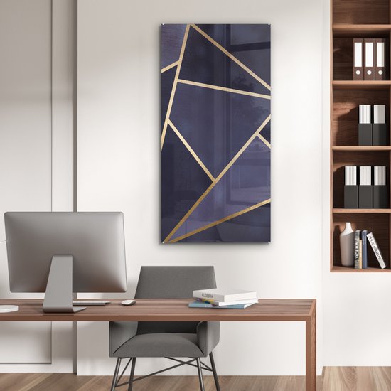 Peinture sur Verre - Marbre - Blauw - Collage - 60x120 cm - Peintures Plexiglas