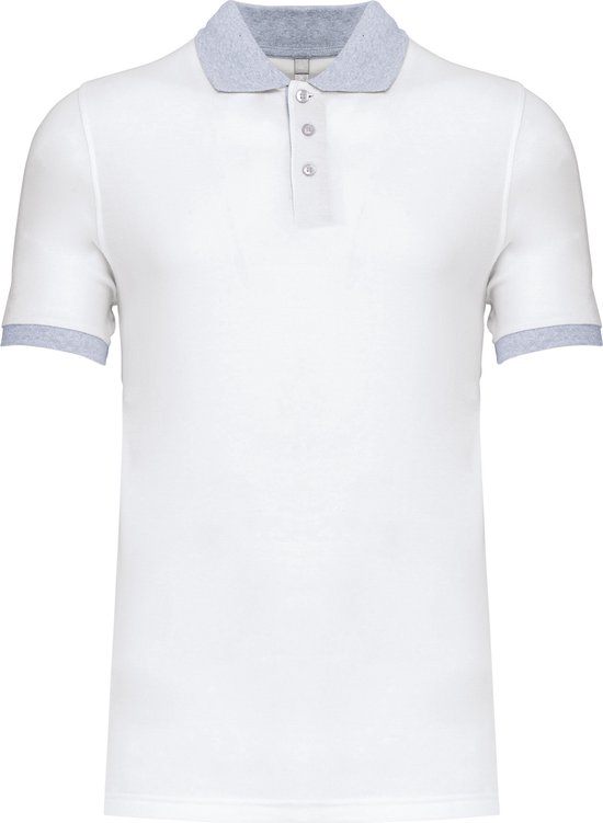 Kariban Piqué-herenpolo tweekleurig K258 - White / Oxford Grey - S