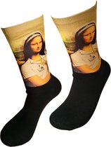 Verjaardags cadeau - Mona Lisa sokken - Kunst Print sokken - vrolijke sokken - valentijn cadeau - aparte sokken - grappige sokken - leuke dames en heren sokken - moederdag - vaderdag - Socks waar je Happy van wordt - Maat 40-45