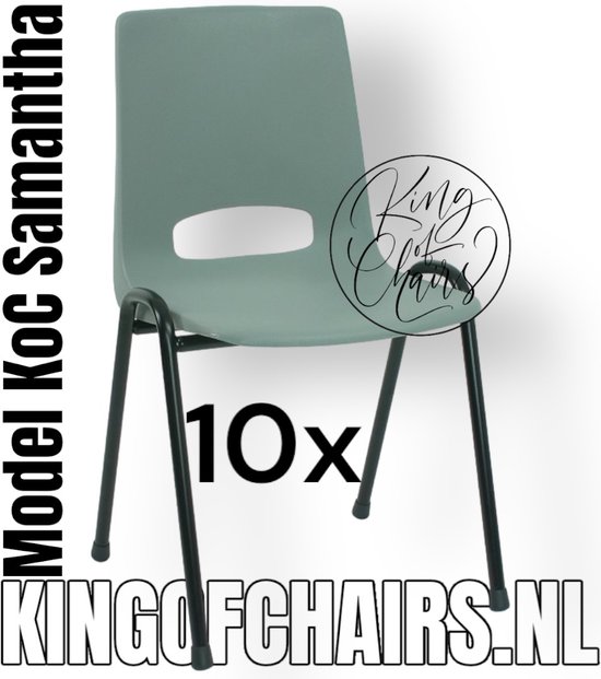 King of Chairs -set van 10- model KoC Samantha lichtgrijs met zwart onderstel. Kantinestoel stapelstoel kuipstoel vergaderstoel kantine stapel stoel kantinestoelen stapelstoelen kuipstoelen arenastoel schoolstoel De Valk 3320 bezoekersstoel