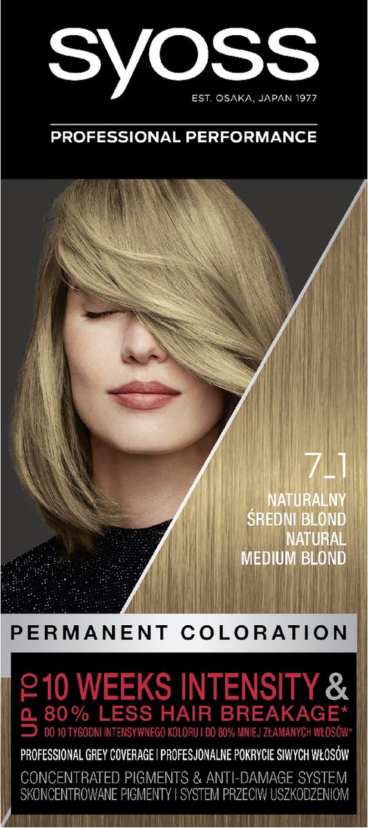 Permanente kleuring Haarverf 7_1 Natuurlijk Medium Blond