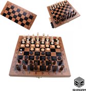 Schaakbord - Backgammon - Dambord (8x8) - 39 x 39 cm - Schaakspel - Schaakset - Schaken - Dammen - Met Schaakstukken - 3-in-1 Bordspel - Chess - Hout - Opklapbaar