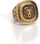 Marenca gouden heren zegel ring met leeuwenkop (L)