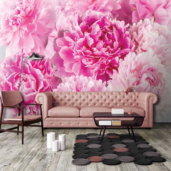 Papier Papier peint photo Intissé - Pivoines Roses - Fleurs - 254 x 184 cm