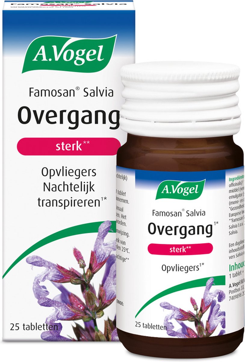 A.Vogel Famosan Overgang Salvia sterk tabletten - Krachtige formule.** Salvia helpt bij opvliegers en nachtelijk transpireren.* - 25 st - A.Vogel