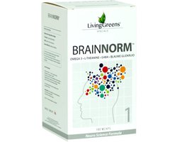 Livinggreens Brainnorm 60 capsules, L-theanine, Gaba, Omega 3,blauw glidkruid, focus,concentratie