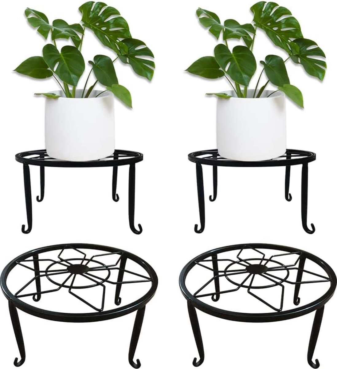 Support Pour Pot De Fleurs En Métal Noir – Porte-pot Décoratif 30x30x8 Cm – Stable, Pour Intérieur Ou Balcon – Pour Plantes, Bonsaï, Décor