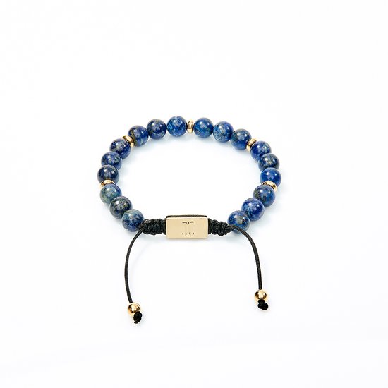 Marenca Lapis Lazuli Heren Kralen Armband met Gouden Marenca Logo
