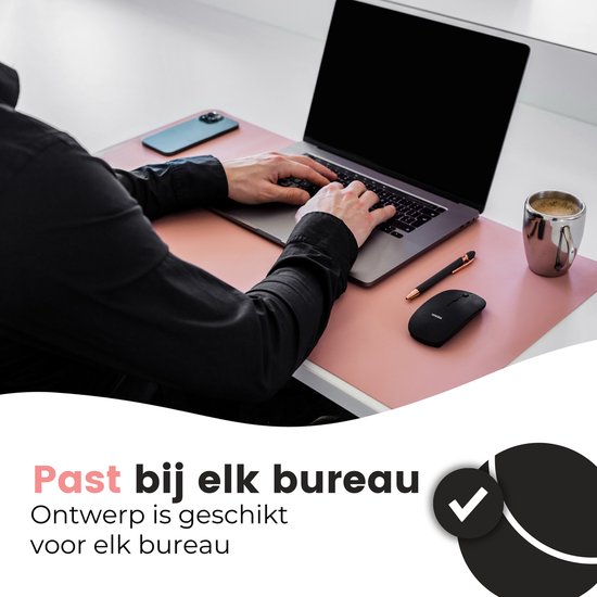 WURK Muismat 80x40 - XXL - Bureau Onderlegger - Bureau Organizer - Bureaumat - Inclusief Kabel Clip – Roze