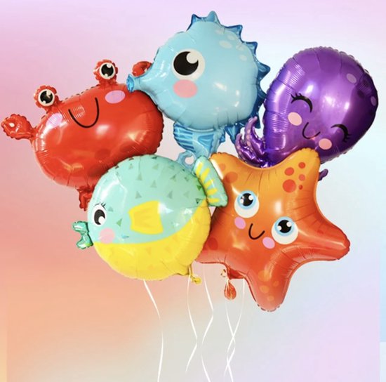 Verjaardag ballonnen mix 5 stuks-5 Stks/set Mariene Leven Ballon Zeester Krab Hippocampus Globos Happy Birthday Party Decoraties Baby Shower Ballonnen