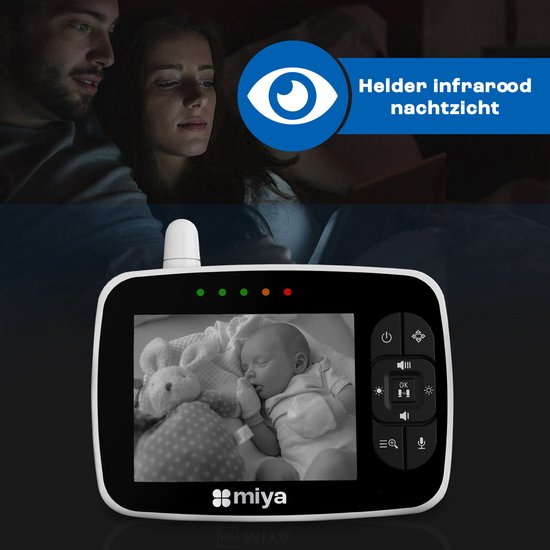 Miya M35 Babyfoon - Babyfoon met camera - Op afstand bestuurbaar - Video & Audio - Baby monitor - Miya